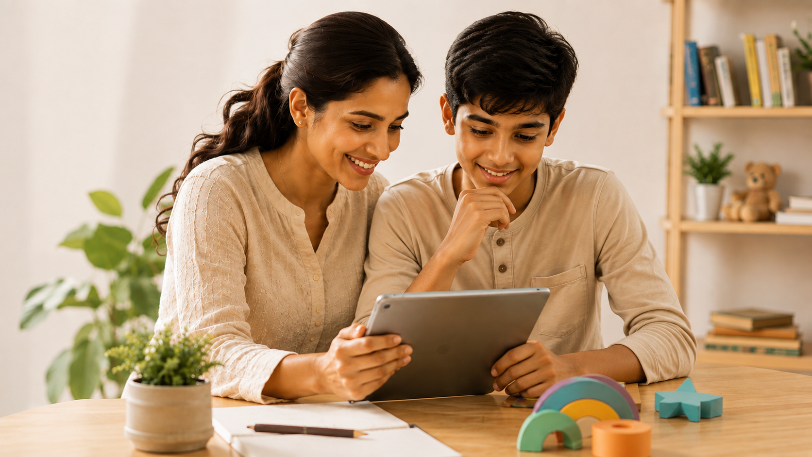 A parent helping a child build everyday skills